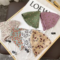 Women Mulberry Silk Masks Flower Print Thin Sunscreen Silk Masks Breathable Fashion Mouth Mask Men Dust Proof Washable Masks