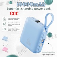 10000mAh CCC Certified Power Bank 22.5W Super Fast Charging Intelligent Digital Display with Cable for IPhone Xiaomi Samsung