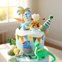 Cartoon Dinosaur Cake Decorations Wild Dino Party DIY Jungle Safari Roar Kids 1st 2nd 3rd Birthday Party Supplies