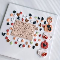 22pcs Miniature Autumn-Themed Halloween Polymer Clay Molds Pumpkin Skull Ghost Leaf Designs Creative Projects Clay Crafts Tools
