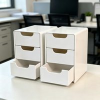 3-Tier Desktop Organizer with Drawers, Plastic Storage Box for School Supplies, Office & Home Stationery