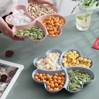4-grid Fruit Plate Tray Heart Shaped Creative Plates Storage Box Dried Fruit Snack Plates Divided Candy Dessert Plate Container