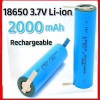 18650 Rechargeable Battery 3.7V 2000mAh 18650 Lithium Battery with Solder Tabs for Flashlight Headphones Vacuum Cleaners Radio