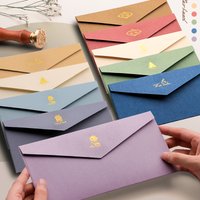 5 Stück Vintage-Geschenkpapier, Umschläge, Briefpapier mit Siegelaufklebern für Postkarten, Grußkarten, Hochzeitseinladungen