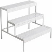 Three-Level Stepped Plant Shelf Indoor & Exteriordoor Use Three-Level Plant Stand Space-Saving Easy Assembly for Residents, Yard