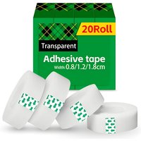 20-1Roll Transparent Adhesive Tape 0.8cm 1.2cm 1.8cm Width Strong Clear Sealing Tape for Office School Home Packaging Stationery