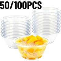 50/100PCS Disposable Bowls Transparent Plastic Bowl Ice Cream Dessert Fruit Kitchen Picnics Wedding Party Food Container