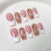 10pcs White French Handmade Press on Nails Simple Fake Nails False Nail Artificial Nail 네일팁 Накладные Ногти Uñas Postizas Mujer