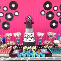 Vintage Disco Music Banner Cake Topper Lantern Box Desktop Centerpiece Radio-Style Photo Prop for 80/90s Themed Birthday Party
