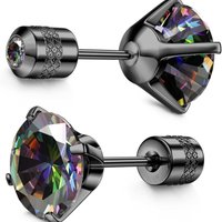 Hypoallergenic G23 Implant Grade Titanium Screw Back Earrings 20G Post for Sensitive 5A Cubic Zirconia Piercing Studs Jewelry