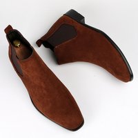 Men's Chelsea Boots Suede Ankle Boots Fashion Square Toe Business Leather Shoes Slip on Short Boots Plus Size Designer Shoes Men
