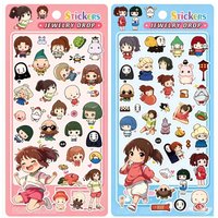 Hot Anime Stickers Demon Slayer One Piece JJK Spirited Away Q Version Waterproof Decals for Scrapbook Phone Laptop DIY Decors