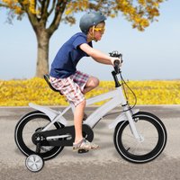 14 Inch Kids Bike with Removable Training Wheels, Carbon Steel Frame Children's Bicycle, Adjustable Seat (22-26.3in) & Dual Brakes, Blue Silver for 100-115cm Children