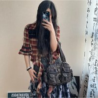 Angel Kiss Retro Y2K Motorcycle Underarm Bag Trendy Crossbody Bag for Young Women Casual HandBag Purses and Handbags