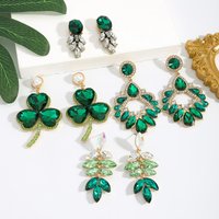 St. Patrick's Diamond Earrings Fashion Green Mori Earrings Holiday Party Personality Earrings