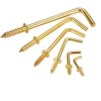 10/20pcs 7-style Metal Hook L-shape Golden Screw-in Hanger 17/25/37/47/54mm Wood Wall Mounted Photo Frame Kitchen Garden Outdoor
