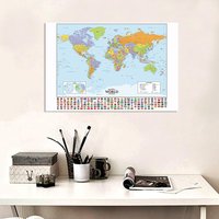 English Map Series Background Cloth World Map Political Distribution With Flag Wall Art Prints Posters Pictures Travel Supplies
