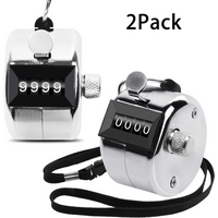 Hand Counter Four-Digit Counter with Hanging Rope Silver Counter Click Counter Handheld Click Counter Digital Counting