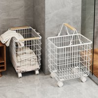 1 Pc Bathroom Laundry Basket Large and Small Sizes with Universal Wheels Mobile Dirty Clothes Storage Bin Bedroom Dirty Clothes Storage Basket Household Laundry Basket Bathroom Storage Rack Laundry