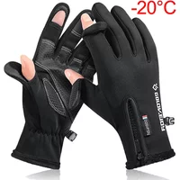 Waterproof Winter Fishing Gloves 2 Finger Flip Windproof Women Men Gloves Velvet Warm Protection Fish Angling Gloves