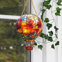 Acrylic Suncatcher Hanging Ornament Vibrant Hot Air Balloon Flat Window Decor Sign for Solar Patio Balcony