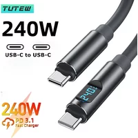 240W Type-C Cable with Power Display 480Mbps Data Transfer & PD Charging for External For Iphone 15 16 17 For Samsung Huawei