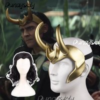 Loki Cosplay Costume Set Wig Horn Helmet Hero Asgardian Roleplay Dress Up Halloween Party Christmas Gift Costumized Outfit Adult