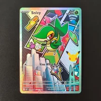 DIY Pokemon 30th Anniversary Promo Snivy 049 Holographic Texture English Version Premium Anime Collection Card Perfect Condition