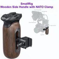 SmallRig Wooden Side Handle with NATO Clamp for Cages or Mounting Plates With a NATO Rail, up to 15kg/33.1lb w Cold Shoe -5239