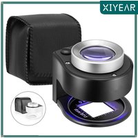 30X Loupe Magnifier With 6 Light Desktop Portable Metal Magnifier Folding Scale Sewing Magnifying Glass For Jewelry Tool
