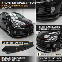 Für VW Golf 6 MK6 GTI GTD Frontstoßstangenlippe Spoiler Splitter Diffusor Abdeckung Deflektor 2009-2013 Glänzend Schwarz Carbon-Optik ABS-Kunststoff Ersatz-Karosserie-Kit Tuning-Schürze Direkte