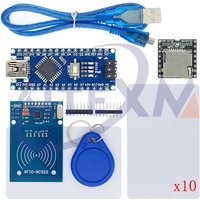 RFID Set 13.56 MHZ IC Card + Nano V3.0 MINI USB Board Soldered + USB Cable + MINI MP3 Module + MFRC522 RFID Kit For Arduino Nano