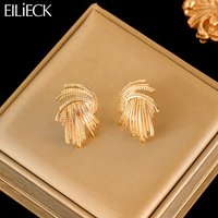 EILIECK 316L Stainless Steel Creativity Stud Earrings For Women Fashion 18K Gold Plated Waterproof Jewelry Gift Bijoux Серьги