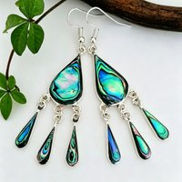 Tibetan Bohemian Style Waterdrop Abalone Shell Dangle Earrings for Women Vintage Elegant Banquet Celebration Jewelry Accessories