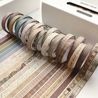 Set of 20 Vintage Washi Tapes, Designed for Journal Lovers, Traditional Style, Ideal for Creative Decoration for Students.