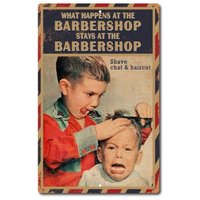TIN SIGN Shaving Parlor Barber Shop Cottage Shave Rustic Vintage Look .