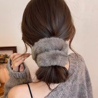 Large Size Sweet Soft Fluffy Plush Solid Color Girl Autumn Elastic Hairband Scrunchies Women Winter Hair Ring Hair Accessories