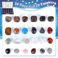 Christmas Advent Calendar Multi-Purpose 24 Grid Ore Crystal Gemstone Box Natural Healing Stone Calendar Christmas Countdown Gift