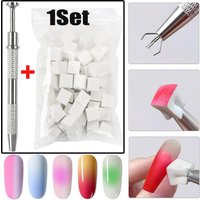 50/20Pcs Soft Nail Sponges for Ombre Powder Gradient Effect Makeup Foam Nail Art Sponges Brush With Grabbing Pen Manicure Tools
