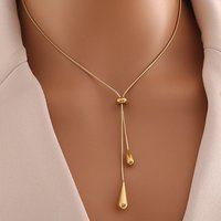 Minimalism Gold Color Waterdrop Tassel Pendant Y-shaped Adjustable Pull Snake Chain Necklace for Women Fashion Jewelry Gifts