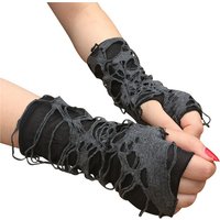 2026 New Fashion Punk Gothic Fingerless Gloves Unisex Tear Design Stretchy for Party Hollow Out Rock Gloves