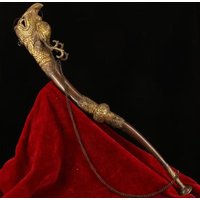 Elaborate Tibet Collectible Decorate Old Handwork Copper Carved Dragon Instrument Trombone Home living room decoration