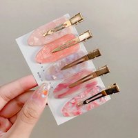 5/20Pcs Pink Acetate Seamless Hair Clips, Cute Acrylic Duck Claws Bangs Hairpins Hair Accessories, No Card Included