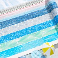 30mm*2m Water Ripple Themed Washi Tape & Stickers, DIY Handmade Album Scrapbooking Decorative Paper Supplies