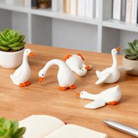 Dashboard Figurines 6 Pieces Animal Geese Figurine Ornament Desktop Statue Accessories for SUV RV Interior Office Road Trip