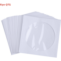 NEW 50PCS 12.5CM CD DVD Disc Paper Sleeves Envelopes Storage Clear Window Case Flap White Folded Paper Bag