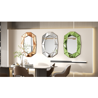 Stylish Irregular Silver Glass Wall Mirror with Beveled Diamond Edge Accents Perfect Decor for Living Room, Bedroom Entryway