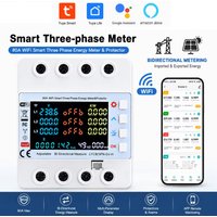 Inteligentny licznik energii Tuya WiFi 4P 80A, trójfazowy wyłącznik czasowy z automatycznym ponownym włączaniem, ochrona przed przepięciem, kompatybilny z aplikacją Smart Life.