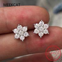 925 Sterling Silver Moissanite Stud Earrings 1.4ct 7 Stones Flower Women Earring For Party Engagement Fine Jewelry Earings