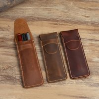 Mini Leather Pen Pocket Fit for Fountain Pen PPT Remotes Presentation Clicker 6.3''x2.4'' Pen Sleeve Gift for Artists